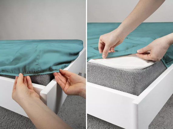 Sábana ajustable de microsatén Poly Detexpol lisa y práctica turquoise