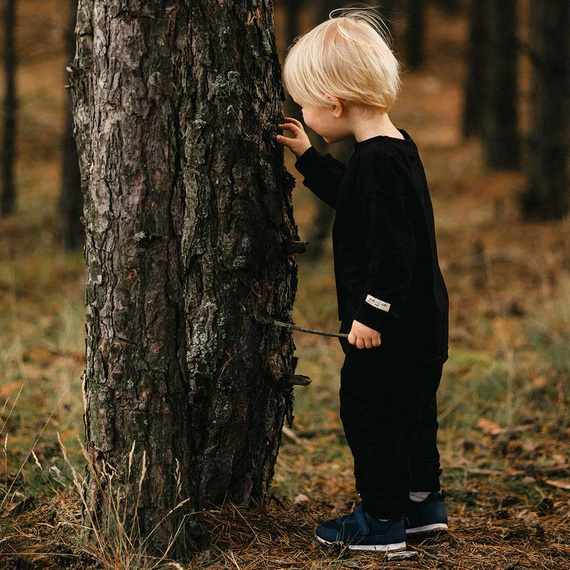 Simply Comfy Pantalones de chándal para niños Eevi negro - 100% algodón, con bolsillos