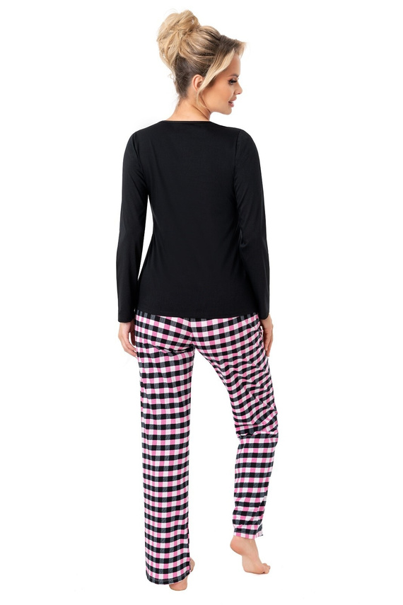 Pijama de mujer Donna Sleep Long negro - algodón, manga larga, embalado en una bolsa de plástico