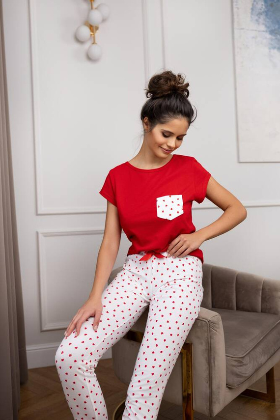 Pijama Adelaide Sensis para mujer - rojo-crema