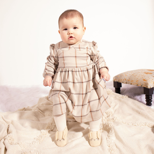 221160 Body vestido Kiku Nicol de algodón a cuadros para niña