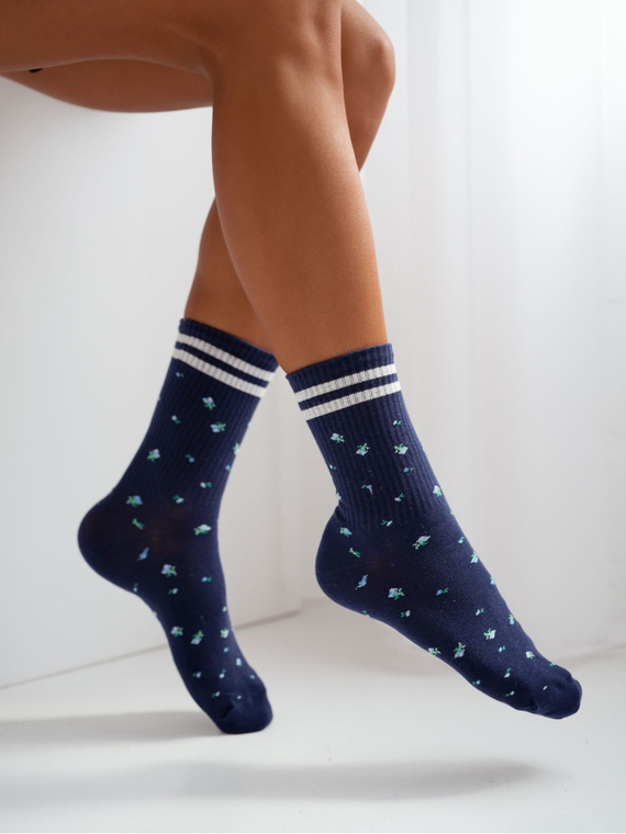 Calcetines mujer algodón Milena 0200-242– canalé cómodos diario navy