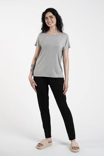 Ksenia Blusa con mangas cortas Moda Italiana - gris