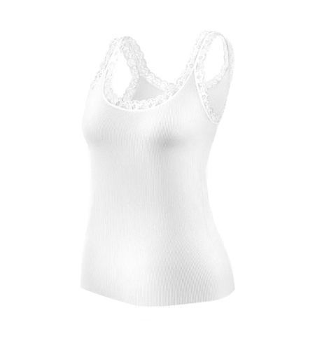 Camiseta mujer Sesto Senso 6109 encaje sin costuras elástica white