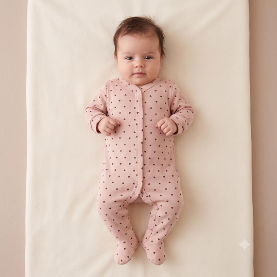 Nicol 226032 Pijama enterizo de algodón para bebé beige con corazones
