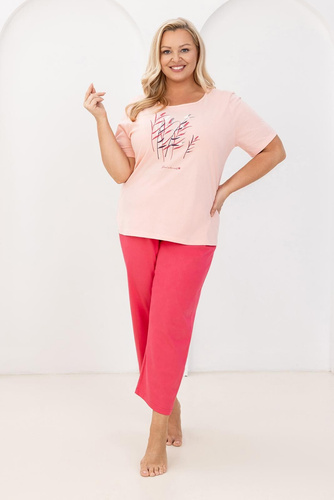 Pijama Regina 740, algodón, estampado, pantalón 7/8, comodidad para cualquier noche-morena