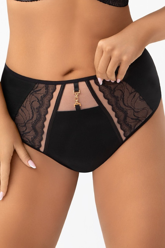Gorsenia Latika K 977 negro- Braguita Brasil con encaje, malla y hebilla dorada