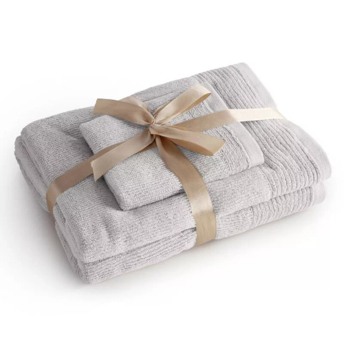 Juego de 3 toallas Eurofirany 500 GSM algodón en caja premium beige