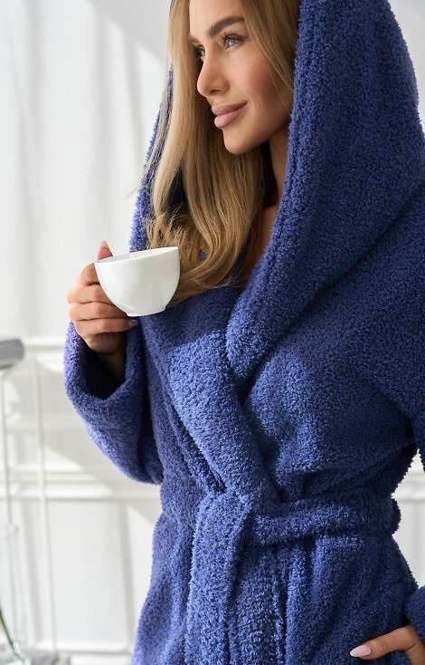 2555 Heaven L&L albornoz de mujer con capucha azul marino - comodidad y estilo