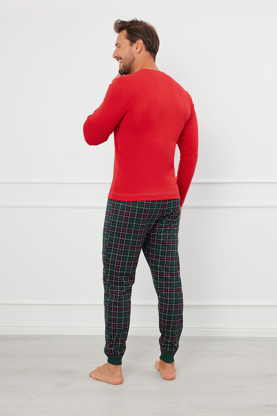 Fogo Pijama hombre manga larga, pantalón largo Moda Italiana - rojo/estampado