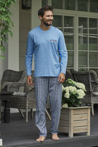Jaromir Hombres de manga larga, pantalón largo Moda Italiana - azul/print