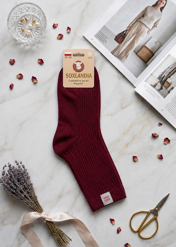 Calcetines de mujer WIK Soxlandia 3044 wz.11 Cachemir 95% cálidos de invierno - burdeos