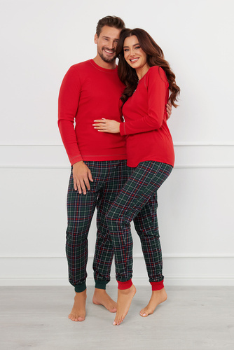 Foggia Pijama señora manga larga, pantalón largo Moda Italiana - rojo/estampado