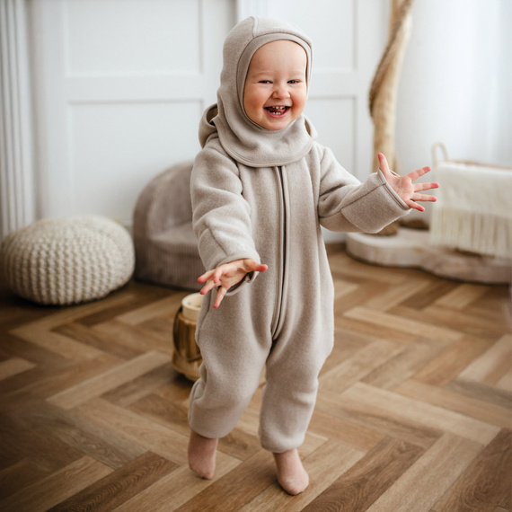 Mono para bebé de lana merina Eevi - beige, suave y transpirable