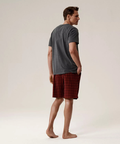 Pijama de hombre NMP-397 - algodón gris rojizo, manga corta, ligero y cómodo para el verano