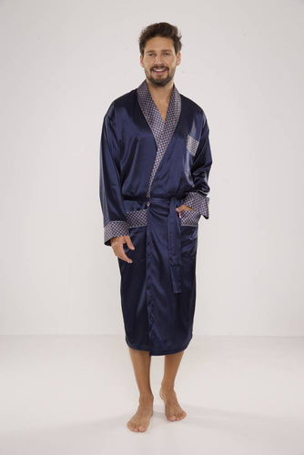 940 Albornoz de satén para hombre Forex - azul marino