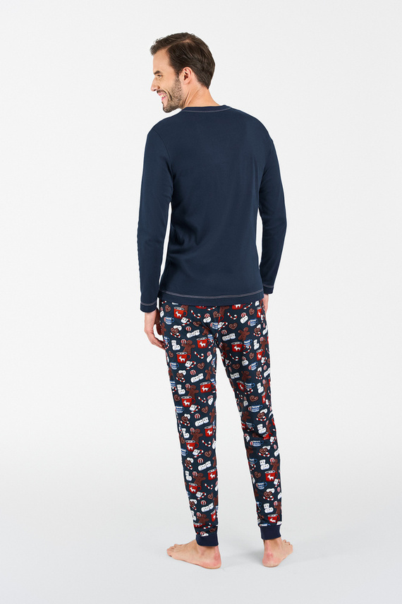 Rojas Pijama hombre manga larga, pantalón largo Moda Italiana - azul marino/estampado