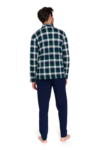 Doctor Nap 7367 - Pijama de hombre de algodón con camisa a cuadros | 100% algodón, pulido - esmeralda