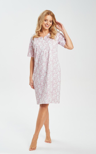 Camisón Adria 3541 Taro – rosa, algodón, estampado floral
