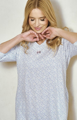 3449 Debora Camisa Taro Mujer - 100% algodón, manga larga, bolsillos, escote redondo