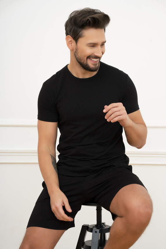 Ikar Camiseta manga corta Hombre Moda Italiana - negro