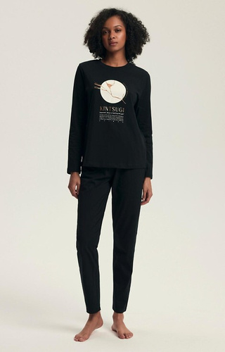 43727 Dairoku Henderson pijama de las mujeres negro - algodón, longitud. mangas y pantalones