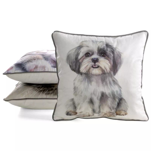 Funda Animal 45x45 terciopelo Eurofirany con cremallera Shih Tzu