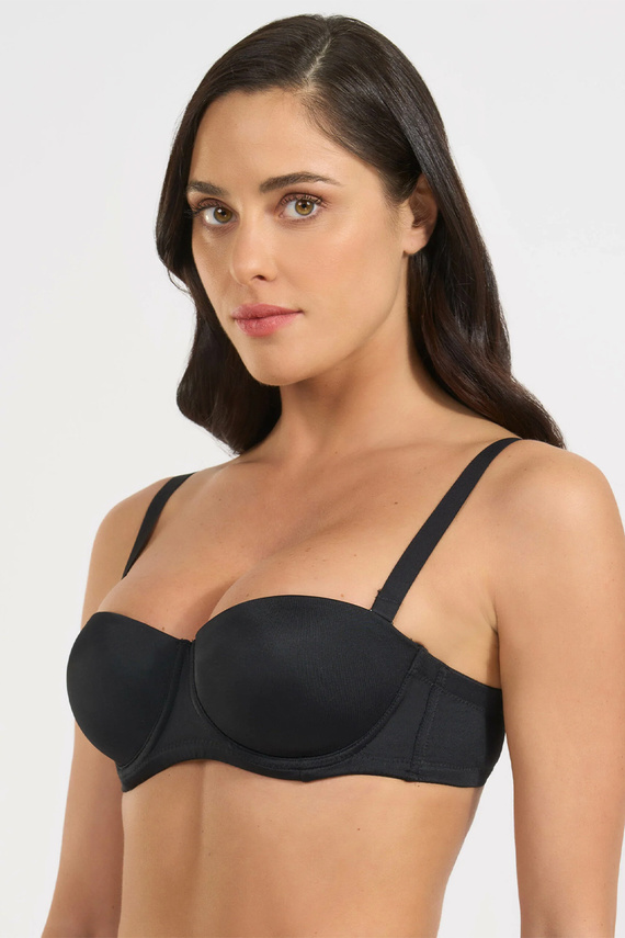 391 Sujetador Bandeau Nero Selene Bardotka Aros Rellenos Tirantes Desmontables