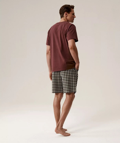 Pijama de hombre NMP-397 - algodón gris vino, manga corta, ligero y cómodo para el verano