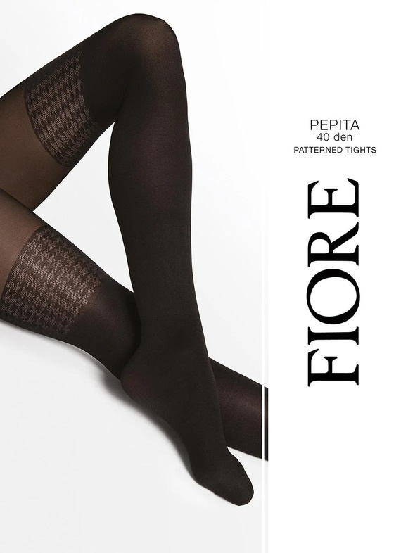 Fiore G6140 Pepita Black Medias 40 DEN Imitación Medias Pepita