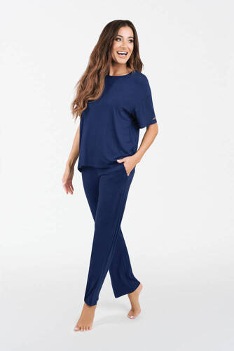 Akord Conjunto señora manga corta, pantalón largo Moda Italiana - azul marino