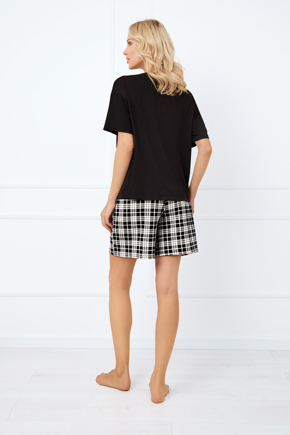 Klara Pijama de manga corta para mujer, pantalón corto Moda Italiana - negro/estampado