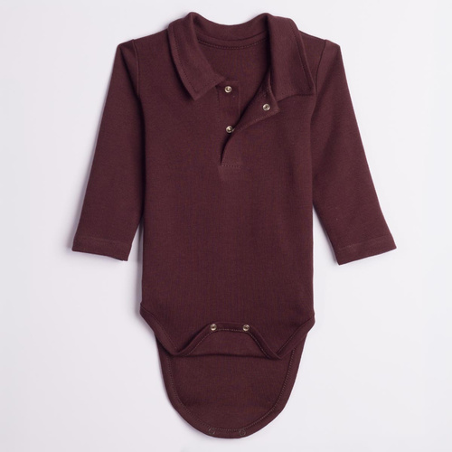 227099 Nicol BENEK Body polo 100% algodón marrón oscuro manga larga