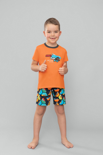 Comics Pijama de manga corta para niño, pantalón Italian Fashion - naranja/estampado