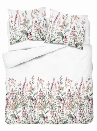 5485 A Detexpol Satin Stories ropa de cama blanco-rosa | 100% algodón, tejido de satén, cremallera, papel de regalo