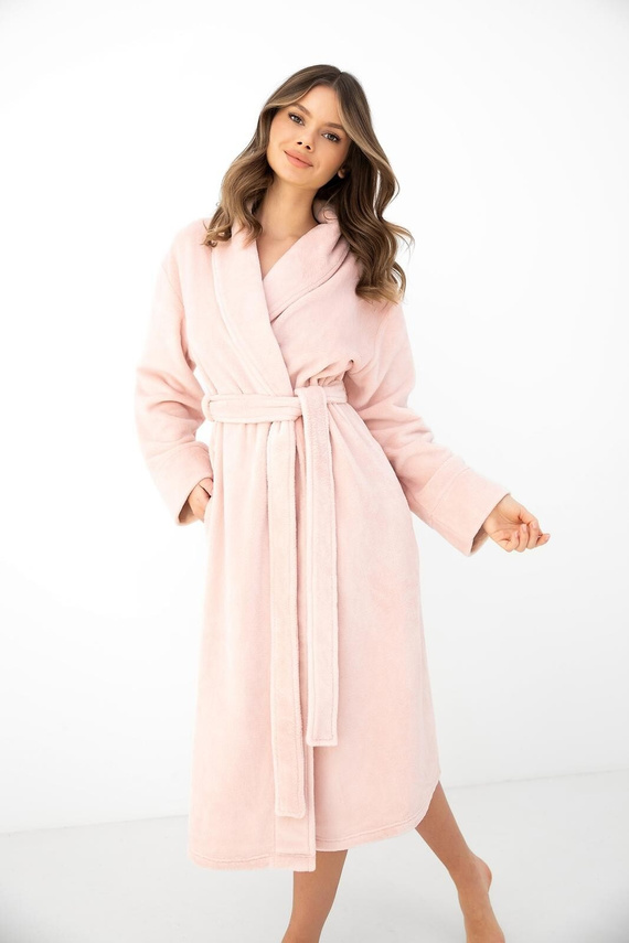 Sensis Lua Bata de Mujer con Capucha Suave Mocca Rosa a Cuadros