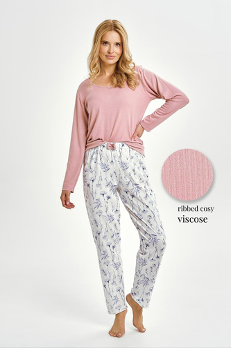 Conjunto de pijama de señora Taro 3456 Caroline rosa de viscosa y algodón