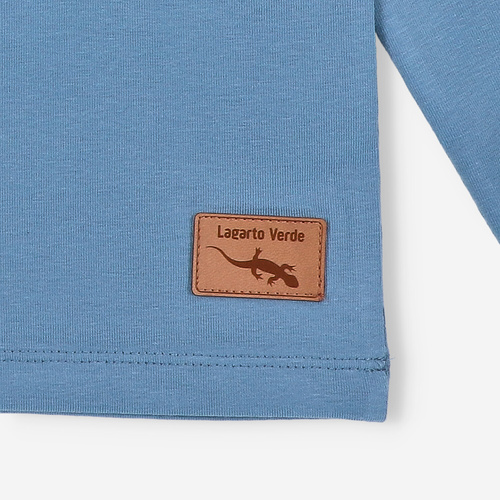 KAR-1022 Blusa de manga larga para niño Lagarto Verde azul - algodón con elastano, producción polaca