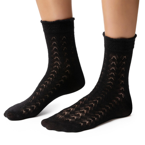 Steven 205 – calcetines mujer calados de algodón black 004