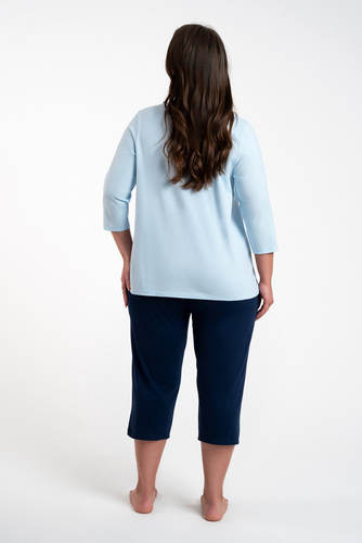 Arietta Pijama de mujer manga 3/4 y pantalón 3/4 Moda Italiana - azul