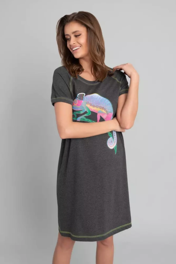 Volta camisón manga corta Moda Italiana - melange oscuro/verde