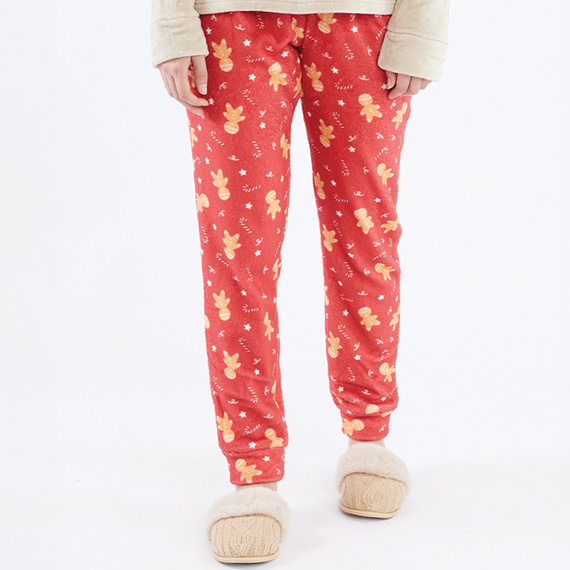 Meddy Pijama de mujer Sorbetto beige - polar, festivo con caballo y galletas de jengibre