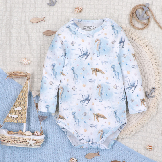 ABN-5445 Body de algodón orgánico Sea Of Joy de Nini - algodón orgánico, manga larga