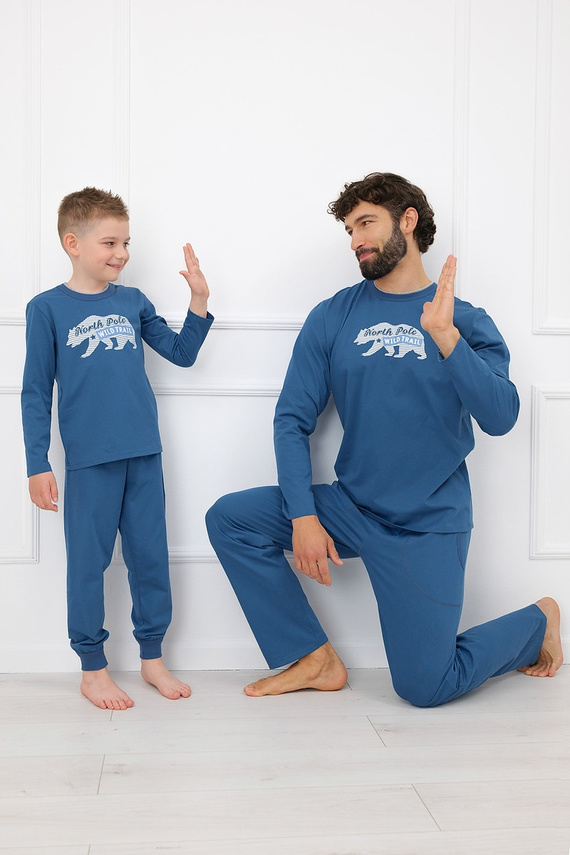 Pijama infantil masculina Italian Fashion Kasim 100% algodón manga larga - vaquera