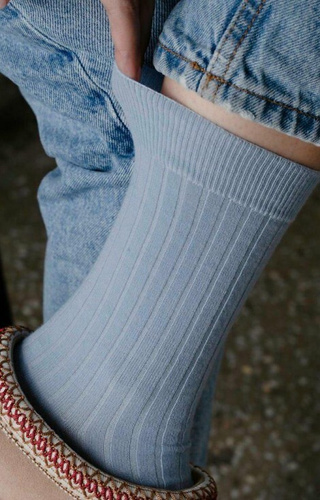 ARTE.130 Lana Merino Natural Calcetines de mujer Steven azul - raya, sin costuras, cálido