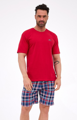 Cornette pijama de hombre 326/313 Ready 4 granate - algodón, manga corta, cómodo y elegante