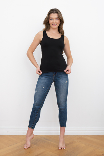 Ibiza Camisa hombros anchos Mujer Moda Italiana- negro