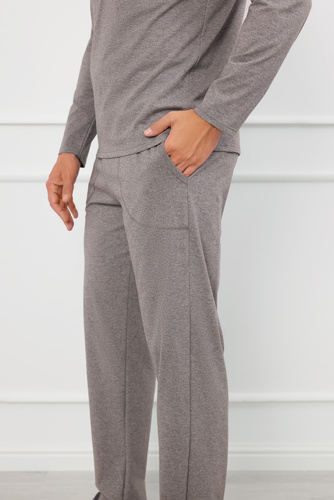 Ludwik Pijama de manga larga para hombre, pantalón largo Moda Italiana - ¶r. melange