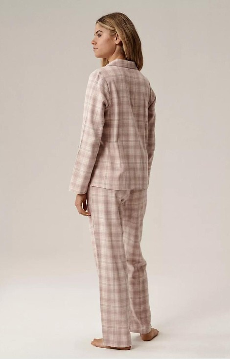 NLP-505 Pijama de mujer Franela lavanda atlántica, desabrochado, cuadros, algodón