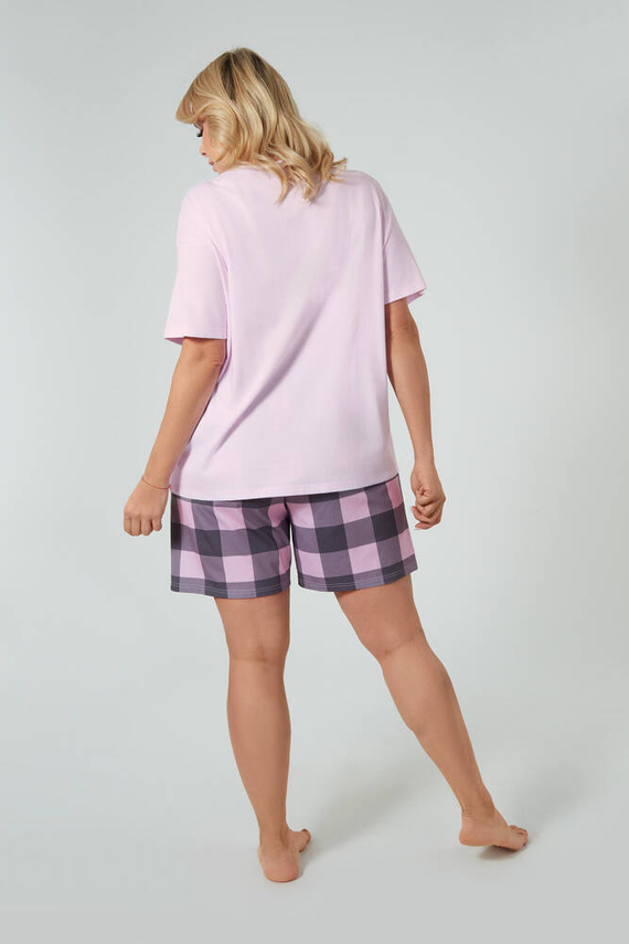 Kayo Pijama de manga corta para mujer, pantalón corto Moda Italiana - rosa/estampado